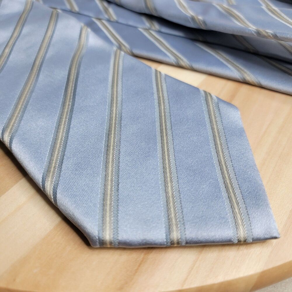 Boggi Milano Made in Italy Tie Striped Blue Silver Gray 3.5" x 59.5
